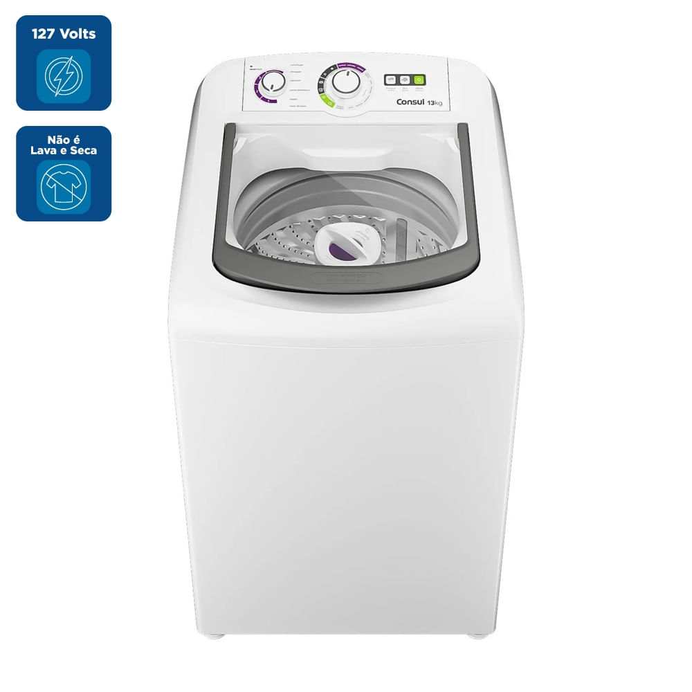 Lavadora de Roupas Consul 13Kg com Dosagem Econômica e Ciclo Edredom Branca CWH13AB - 127 Volts